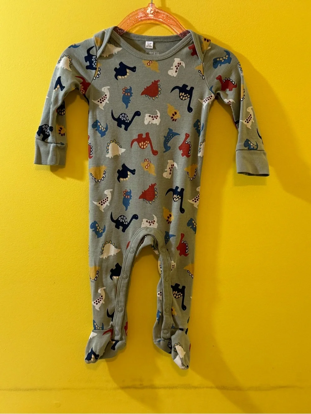 NWOT Okie Dokie Dinosaur Footed Coverall Sleeper Sage Green Baby 6M